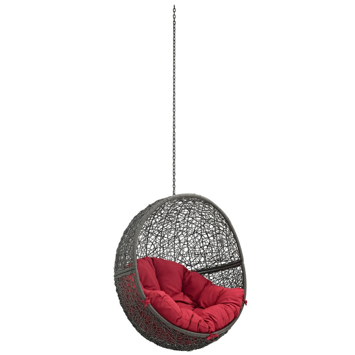 Hide Outdoor Patio Swing Chair Without Stand, Red, Rattan 11734