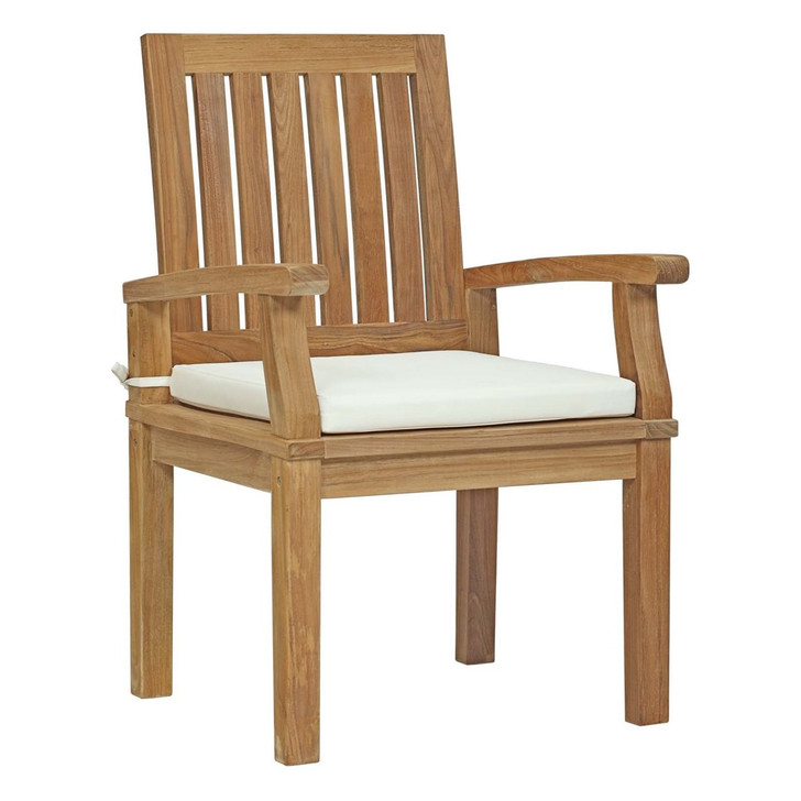 Marina Outdoor Patio Teak Dining Chair, White, Wood 11781