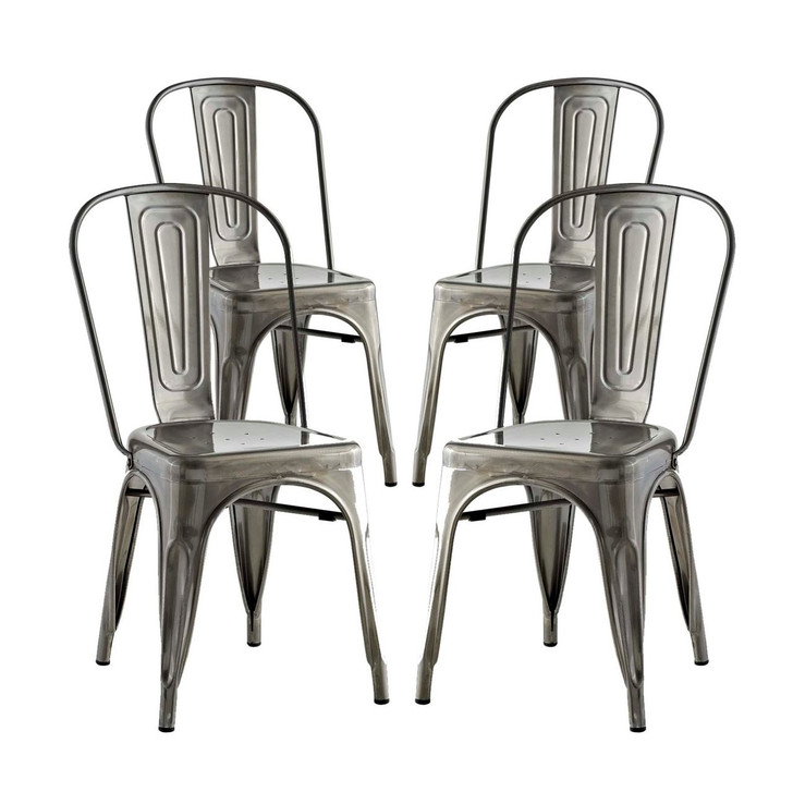 Promenade Dining Side Chair Set of 4, Silver, Metal 11888