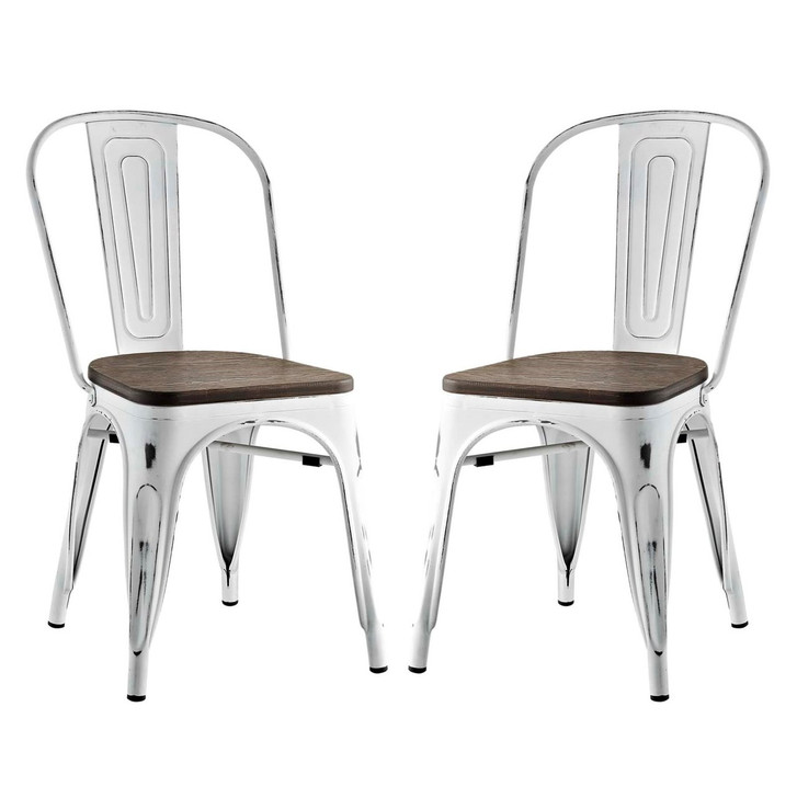 Promenade Dining Side Chair Set of 2, White, Metal 11897