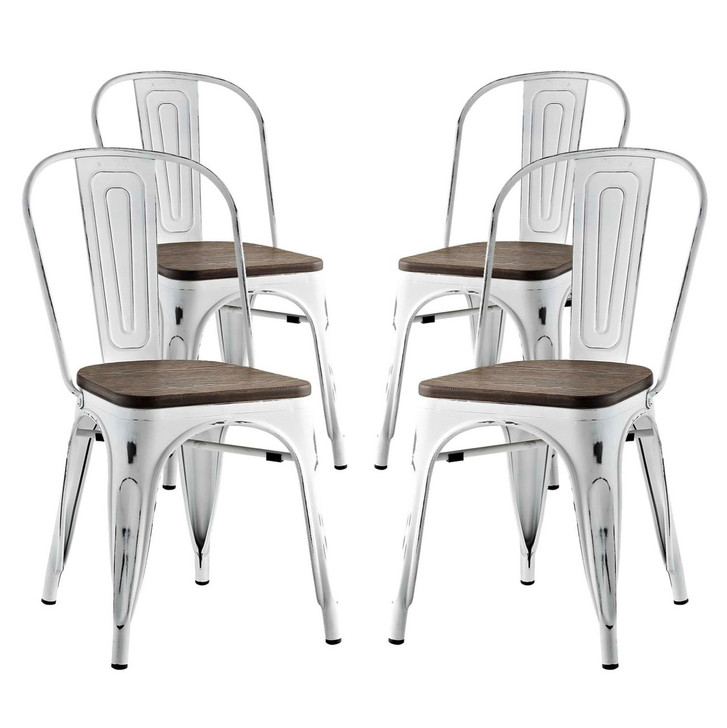 Promenade Dining Side Chair Set of 4, White, Metal 11901