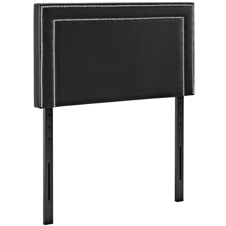 Jessamine Twin Upholstered Vinyl Headboard, Black, Faux Leather 12059