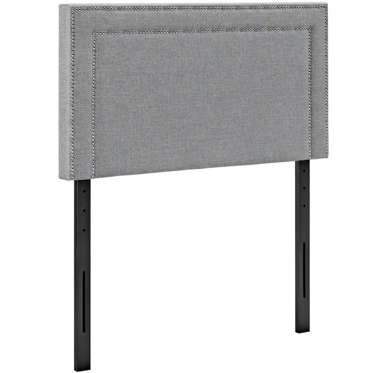 Jessamine Twin Upholstered Fabric Headboard, Grey, Fabric 12065