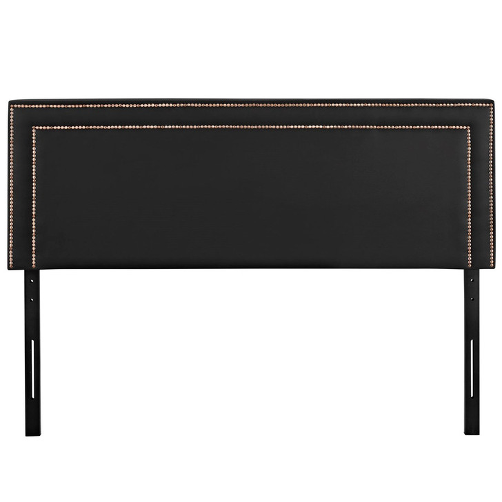 Jessamine King Upholstered Vinyl Headboard, Black, Faux Leather 12082