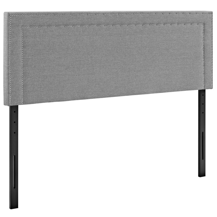 Jessamine King Upholstered Fabric Headboard, Grey, Fabric 12087