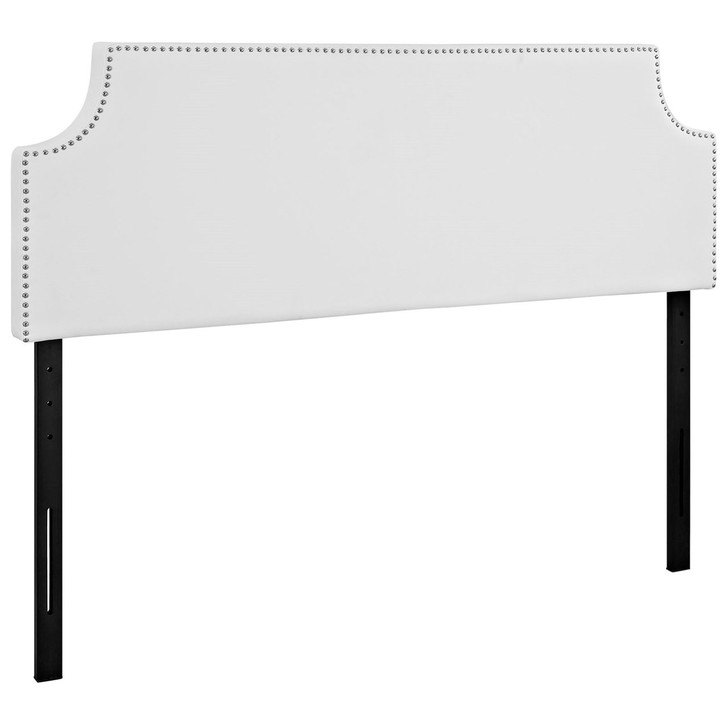 Laura Queen Upholstered Vinyl Headboard, White, Faux Leather 12136