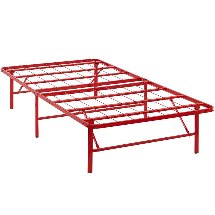 Horizon Twin Stainless Steel Bed Frame, Red, Metal 12248