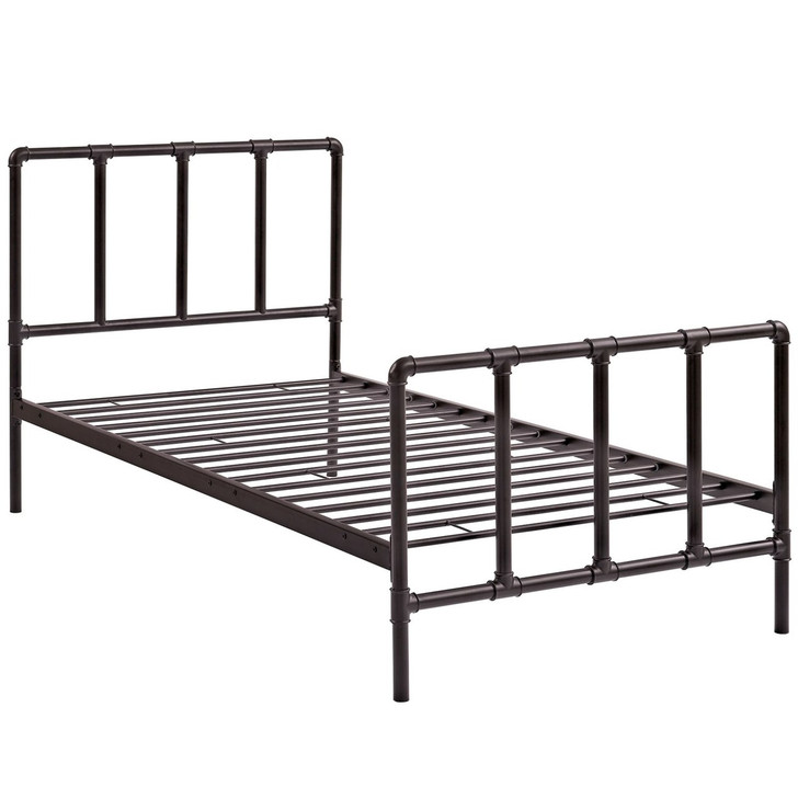 Dower Twin Bed, Brown, Metal 12289