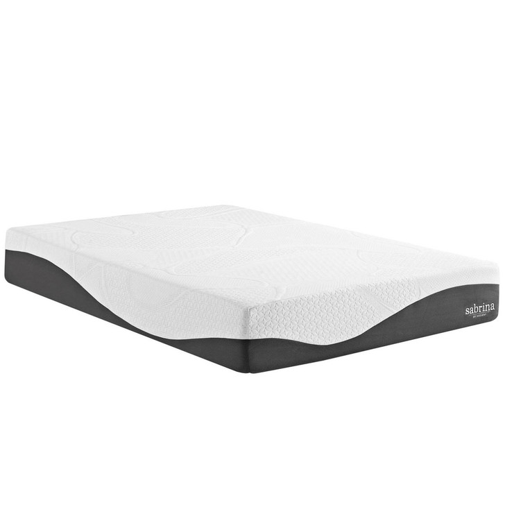 Sabrina 12" Queen Memory Foam Mattress, White, Fabric 13006