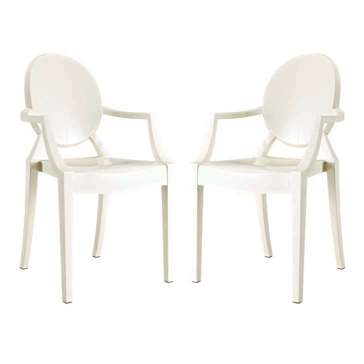 Casper Dining Armchairs Set of 2, White, Plastic 13064