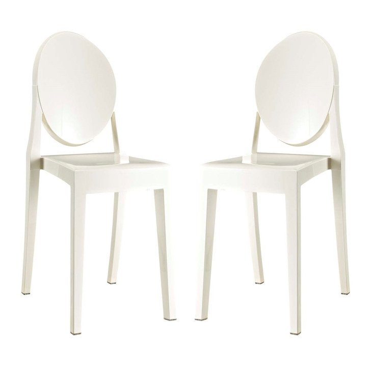 Casper Dining Chairs Set of 2, White, Plastic 13067