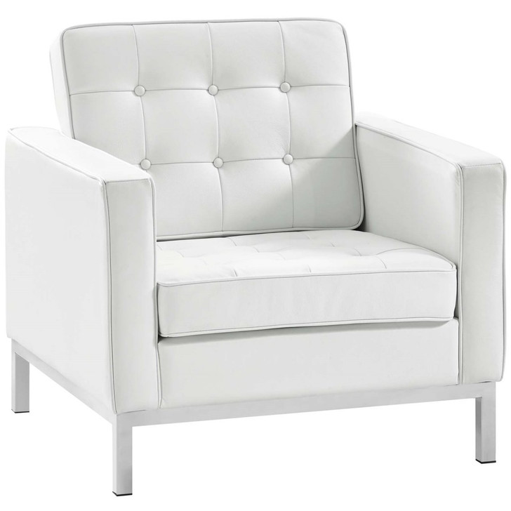 Loft Leather Armchair, White, Leather 13091