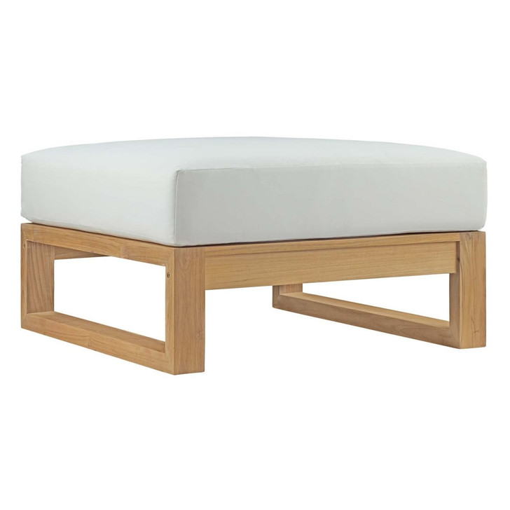 Upland Outdoor Patio Teak Ottoman, White, Wood 13165