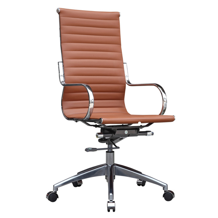 Twist Office Chair High Back, Brown, Faux Leather 13322