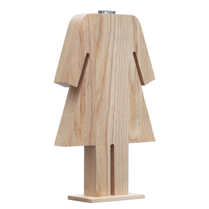 Person Table Lamp Female, Brown, Wood 13337