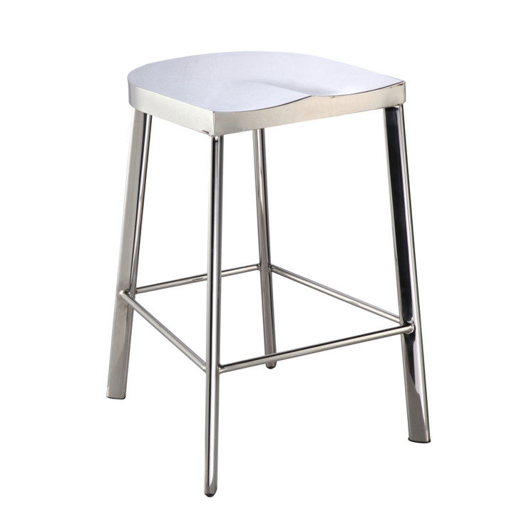 Swiss Polished Counter Stool, Silver, Metal 13340