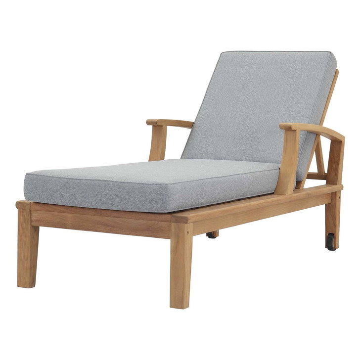 Marina Outdoor Patio Teak Single Chaise, Wood, Grey Gray Natural 13233