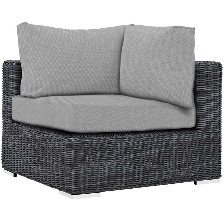 Summon Outdoor Patio Sunbrella® Corner, Sunbrella Rattan Wicker, Grey Gray 13364