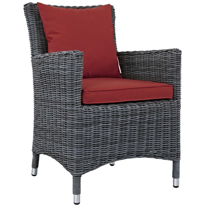 Summon Dining Outdoor Patio Sunbrella® Armchair, Sunbrella Rattan Wicker, Red 13429