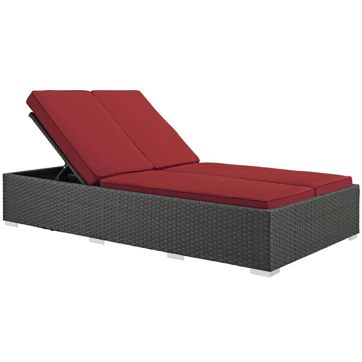 Sojourn Outdoor Patio Sunbrella® Double Chaise, Sunbrella Rattan Wicker, Multi Grey Red 13447