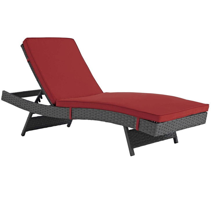 Sojourn Outdoor Patio Sunbrella® Chaise, Sunbrella Rattan Wicker, Red 13449