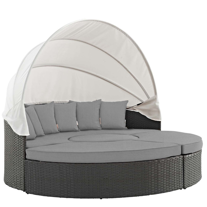 Sojourn Outdoor Patio Sunbrella® Daybed, Sunbrella Rattan Wicker, Grey Gray 13450