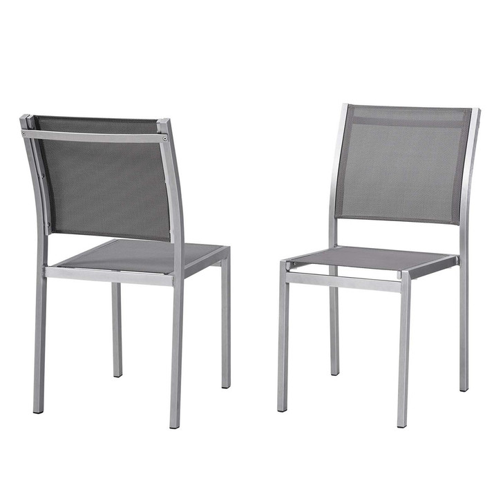 Shore Side Chair Outdoor Patio Aluminum Set of 2, Aluminum Metal Steel, Grey Gray 13592