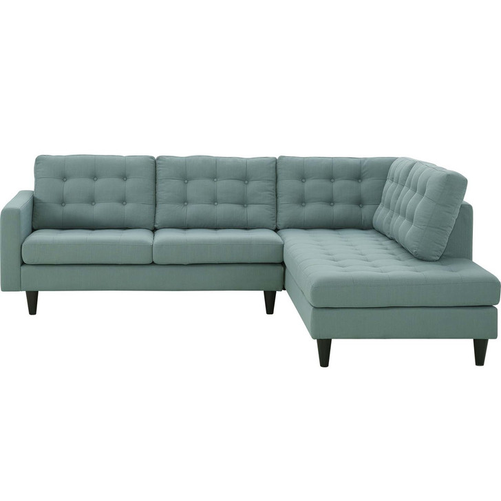 Empress 2 Piece Upholstered Fabric Left Facing Bumper Sectional, Fabric, Blue 13682