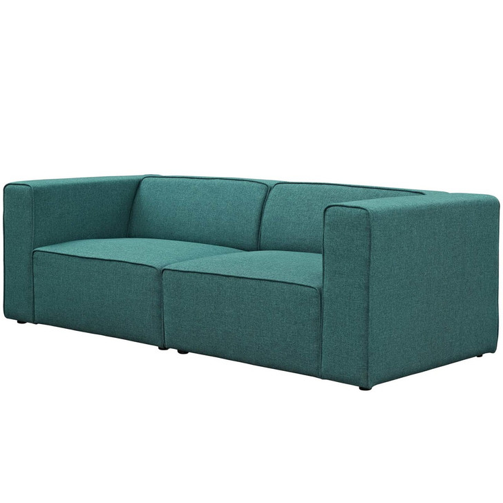 Mingle 2 Piece Upholstered Fabric Sofa Set, Fabric, Aqua Blue 13732