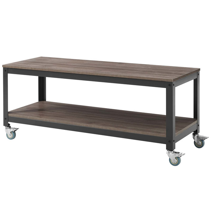 Vivify Tiered Serving or TV Stand, Wood Metal Steel, Black 13790