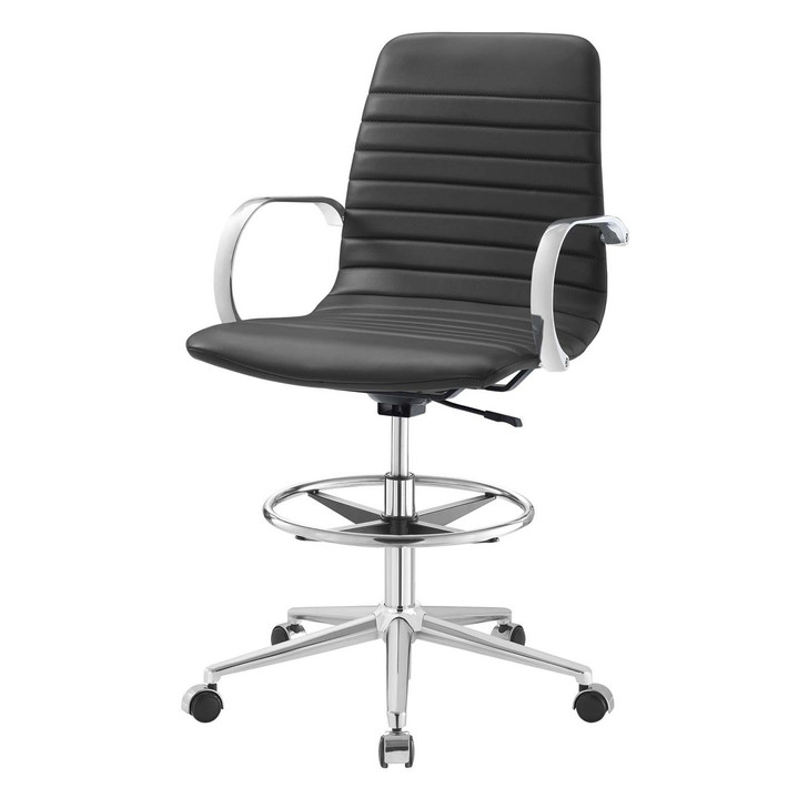 Groove Ribbed Back Drafting Chair, Fabric, Grey Gray 13806