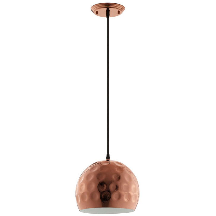 Dimple 10" Half-Sphere Rose Gold Pendant Light, Copper Metal Steel Iron, Rose Gold 13852