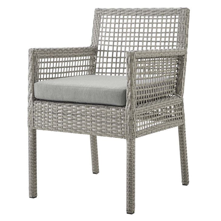 Aura Outdoor Patio Wicker Rattan Dining Armchair, Rattan Wicker, Grey Gray 13868