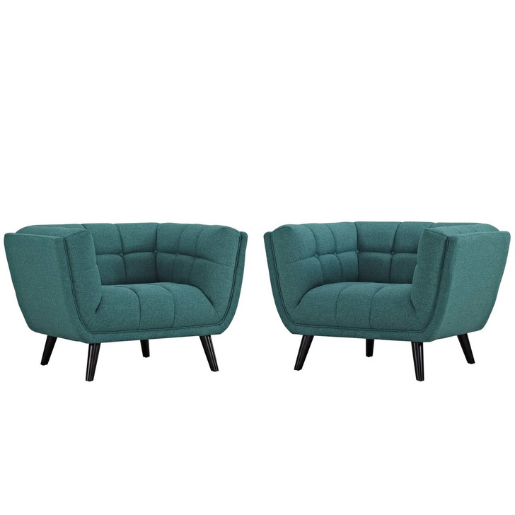 Bestow 2 Piece Upholstered Fabric Armchair Set, Fabric, Aqua Blue 13973