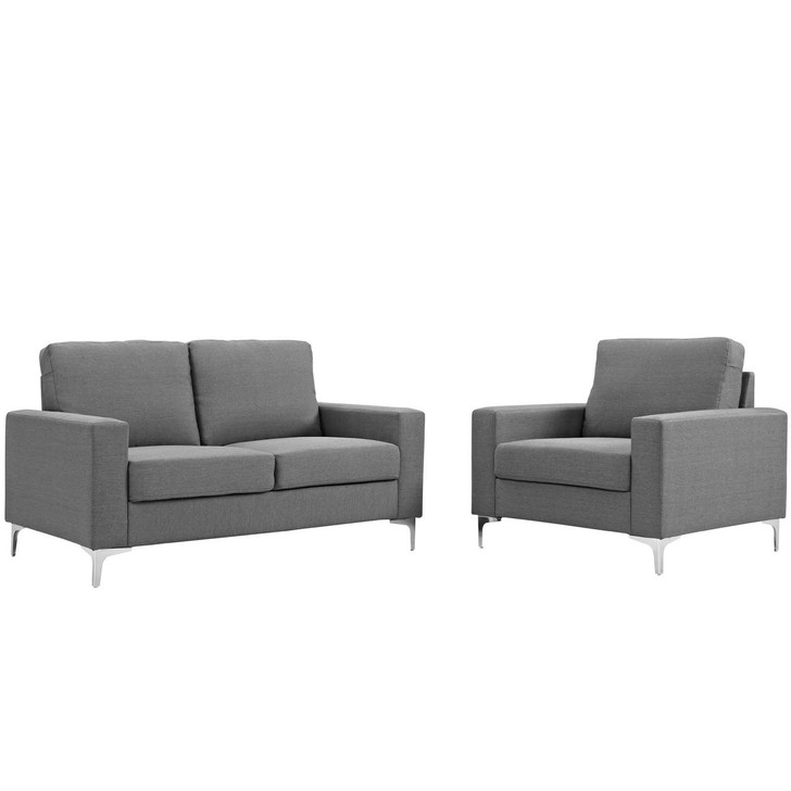 Allure 2 Piece Sofa and Armchair Set, Fabric, Grey Gray 13978