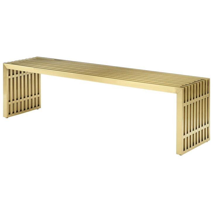 Gridiron Large Stainless Steel Bench, Metal Steel Stainless Steel, Gold 13991