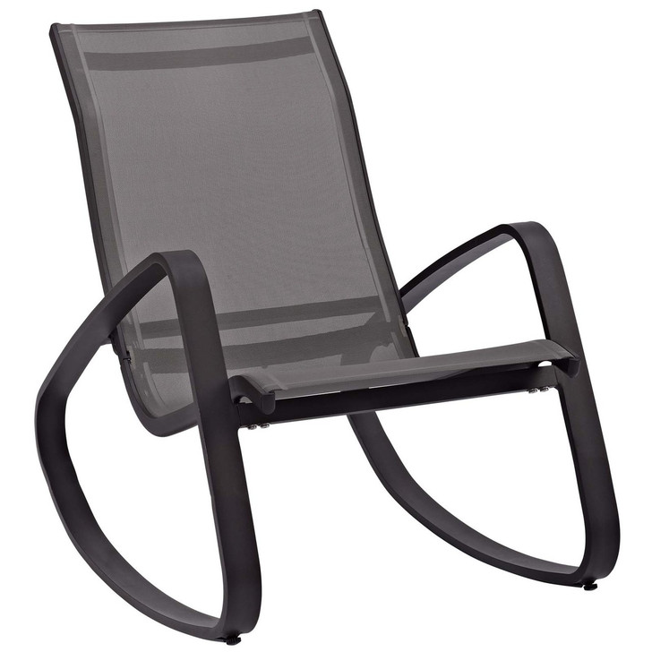 Traveler Rocking Outdoor Patio Mesh Sling Lounge Chair, Aluminum Metal Steel, Multi Black 14049