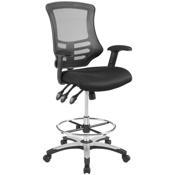 Calibrate Mesh Drafting Chair, Fabric, Black 14075