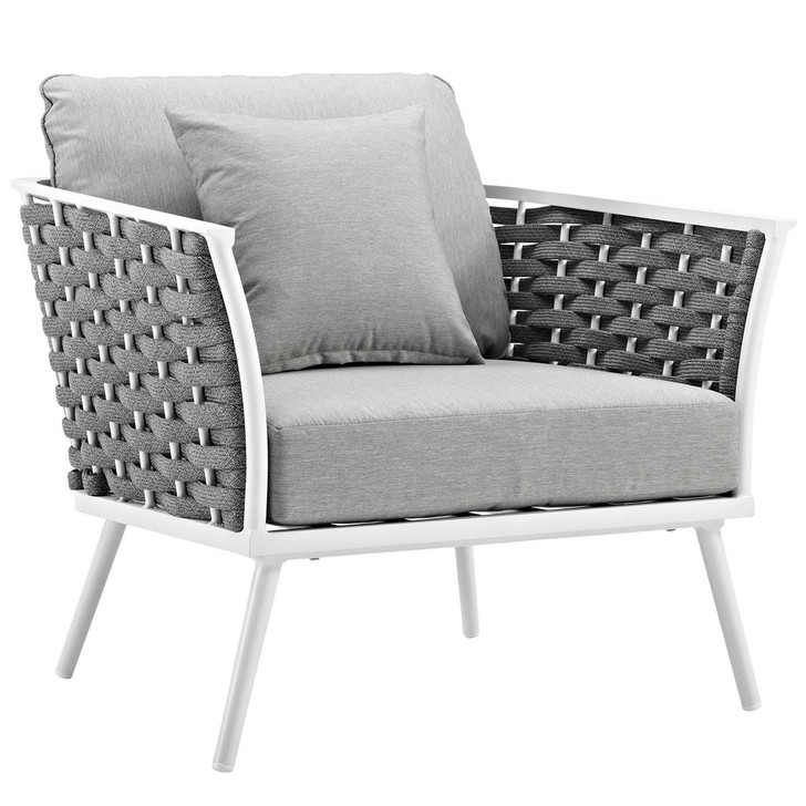 Stance Outdoor Patio Aluminum Armchair, Aluminum Metal Steel, White 14085