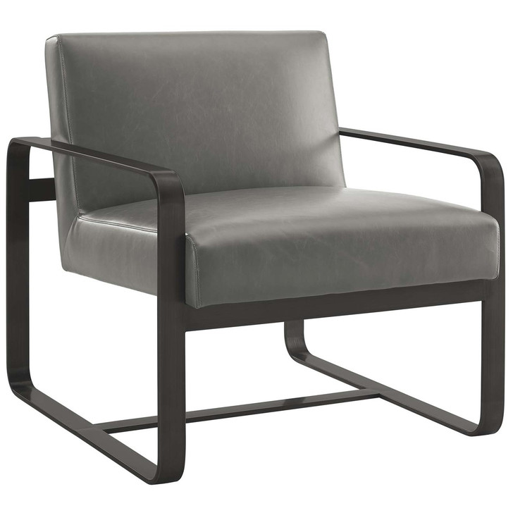 Astute Faux Leather Armchair, Faux Vinyl Leather, Grey Gray 14138