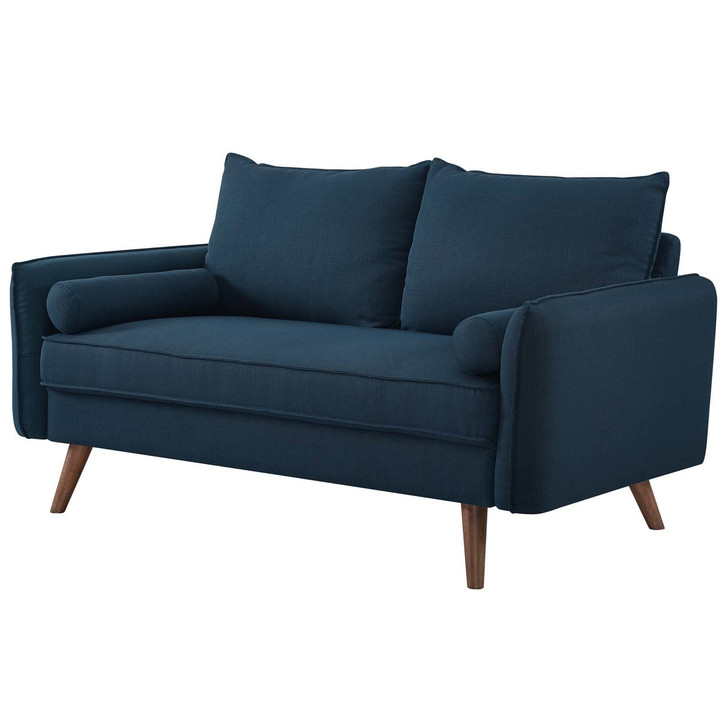 Revive Upholstered Fabric Loveseat, Fabric, Navy Blue 14155