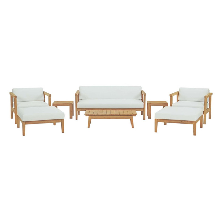 Bayport 8 Piece Outdoor Patio Teak Set, Wood, White Natural 14185