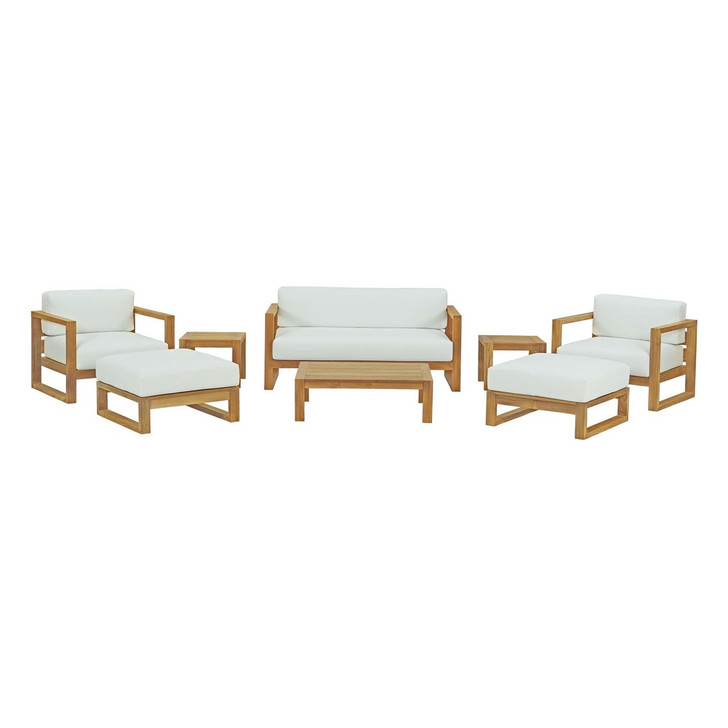 Upland 8 Piece Outdoor Patio Teak Set, Wood, White Natural 14192