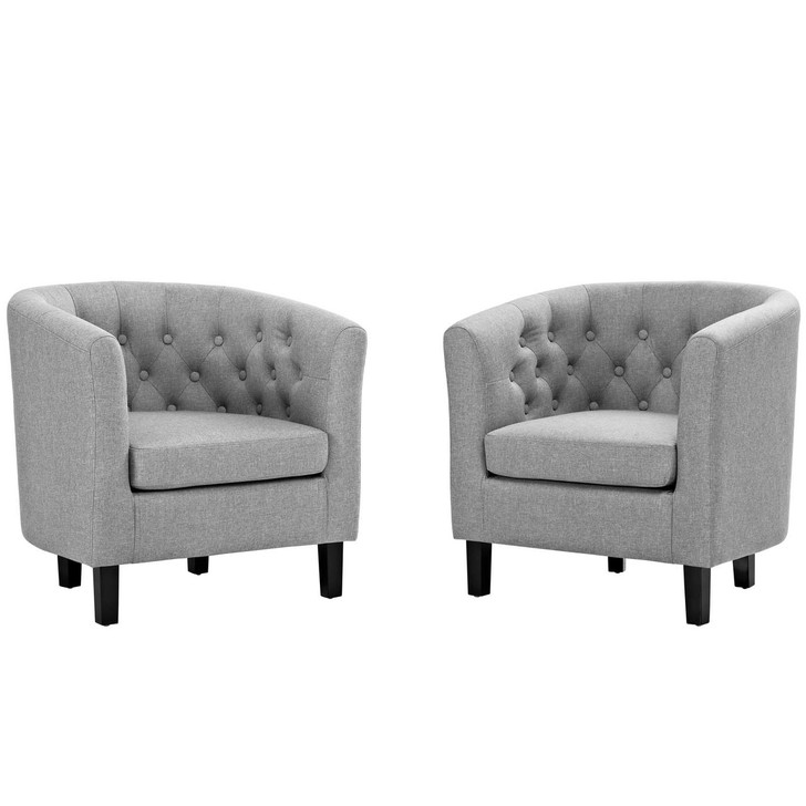 Prospect 2 Piece Upholstered Fabric Armchair Set, Fabric, Light Grey Gray 14221