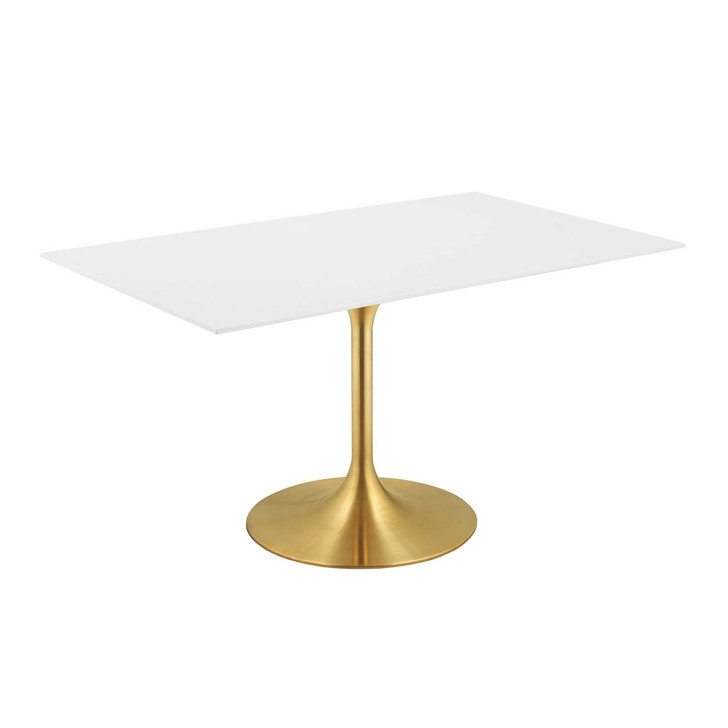 Lippa 60" Rectangle Dining Table, Metal Steel Wood, Gold White 14266