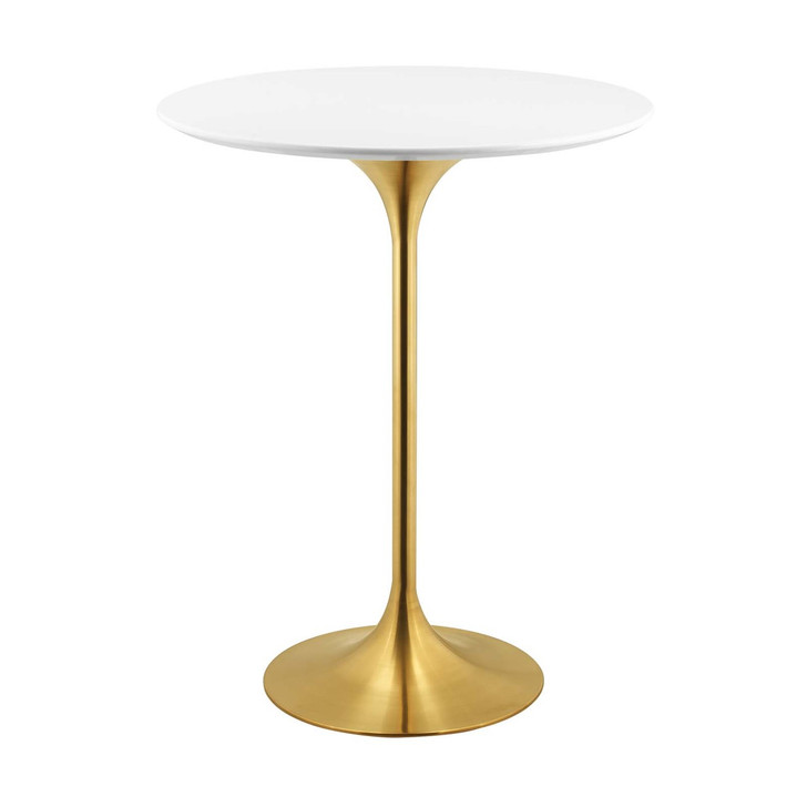 Lippa 28" Bar Table, Metal Steel Wood, Gold White 14267