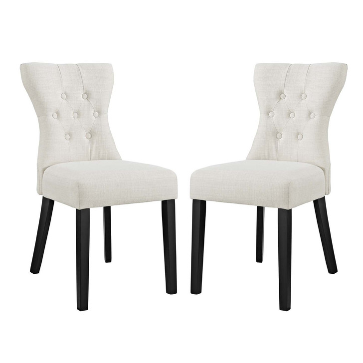 Silhouette Dining Side Chairs Upholstered Fabric Set of 2, Fabric, Beige 14325