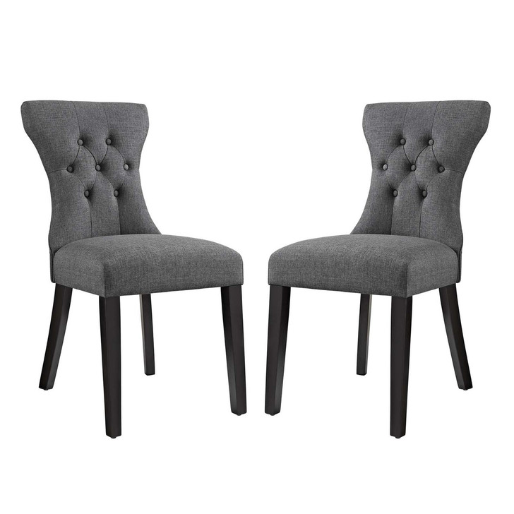 Silhouette Dining Side Chairs Upholstered Fabric Set of 2, Fabric, Grey Gray 14326
