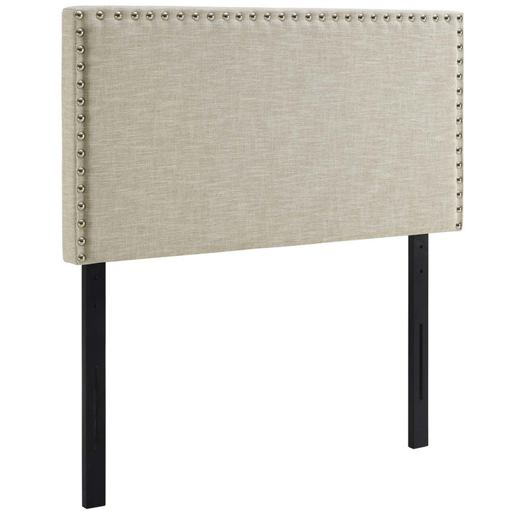 Phoebe Twin Upholstered Fabric Headboard, Twin Size, Fabric, Beige, 14348