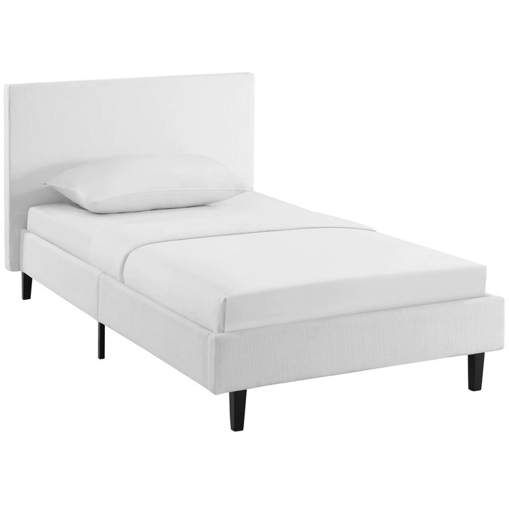 Anya Twin Bed, Twin Size, Fabric, White, 14366